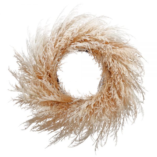 36" Artificial Pampas Grass Hanging Wreath -Beige