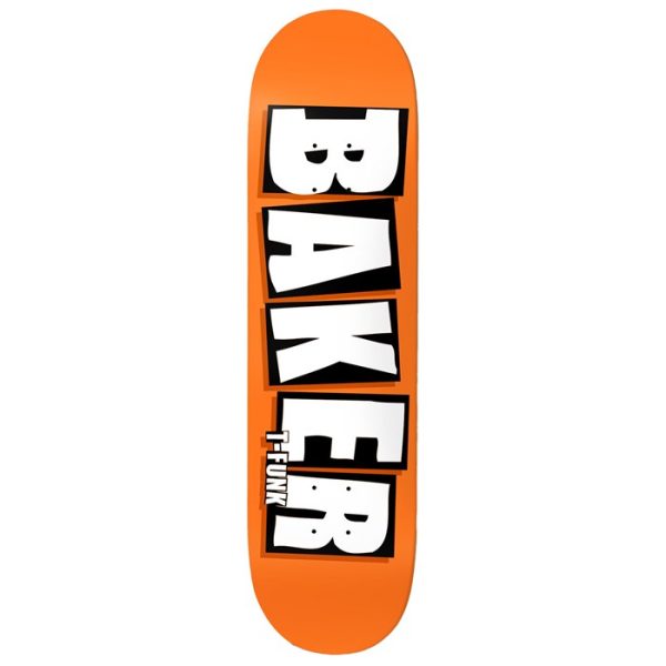 Baker T-Funk Brand Name Neon Orange B2 8.25 Skateboard Deck